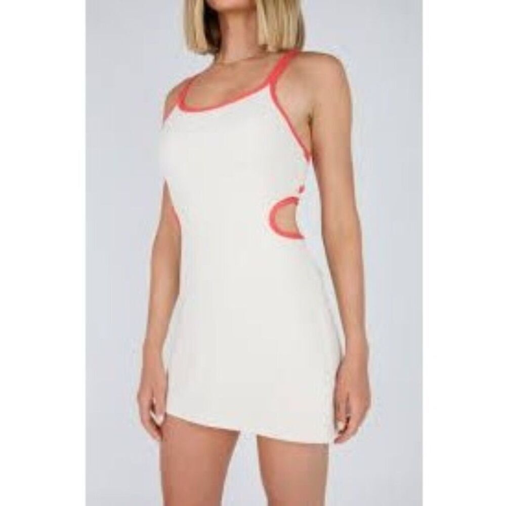 Facdiby White with Orange Trim Cut-Out Tennis Golf Active Dress Size M